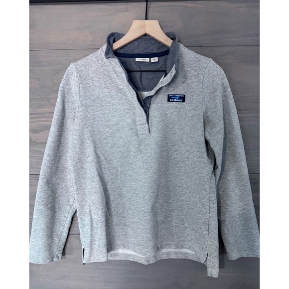 L.L. Bean Tops - LL Bean Rugby‎ Shirt Women's Small Soft Cotton Pullover Long Sleeve Gray 501541